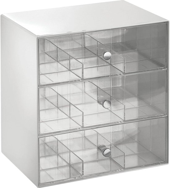 MDesign Keukenorganizer Met 3 Schuifladen, Ideaal Als Theebox Voor Het Sorteren Van Verschillende Theezakjes Opbergdoos Van Kunststof Voor Zoetstof Suiker Zout Enz Doorzichtig