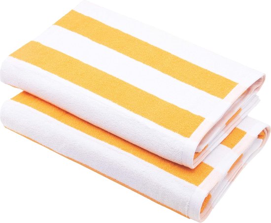 Saunahanddoek set van 2, 70x180 cm, geel-wit gestreept
