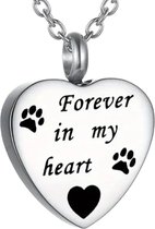 Ashanger Hond - Ashanger Kat - Forever in my heart - met ketting - Zilver kleur - De laatste aai - Voor As of Haren - Assieraad - As Ketting - Gedenksieraad - Urn -rouw huisdier - in liefdevolle herinnering - in memoriam - verlies huisdier