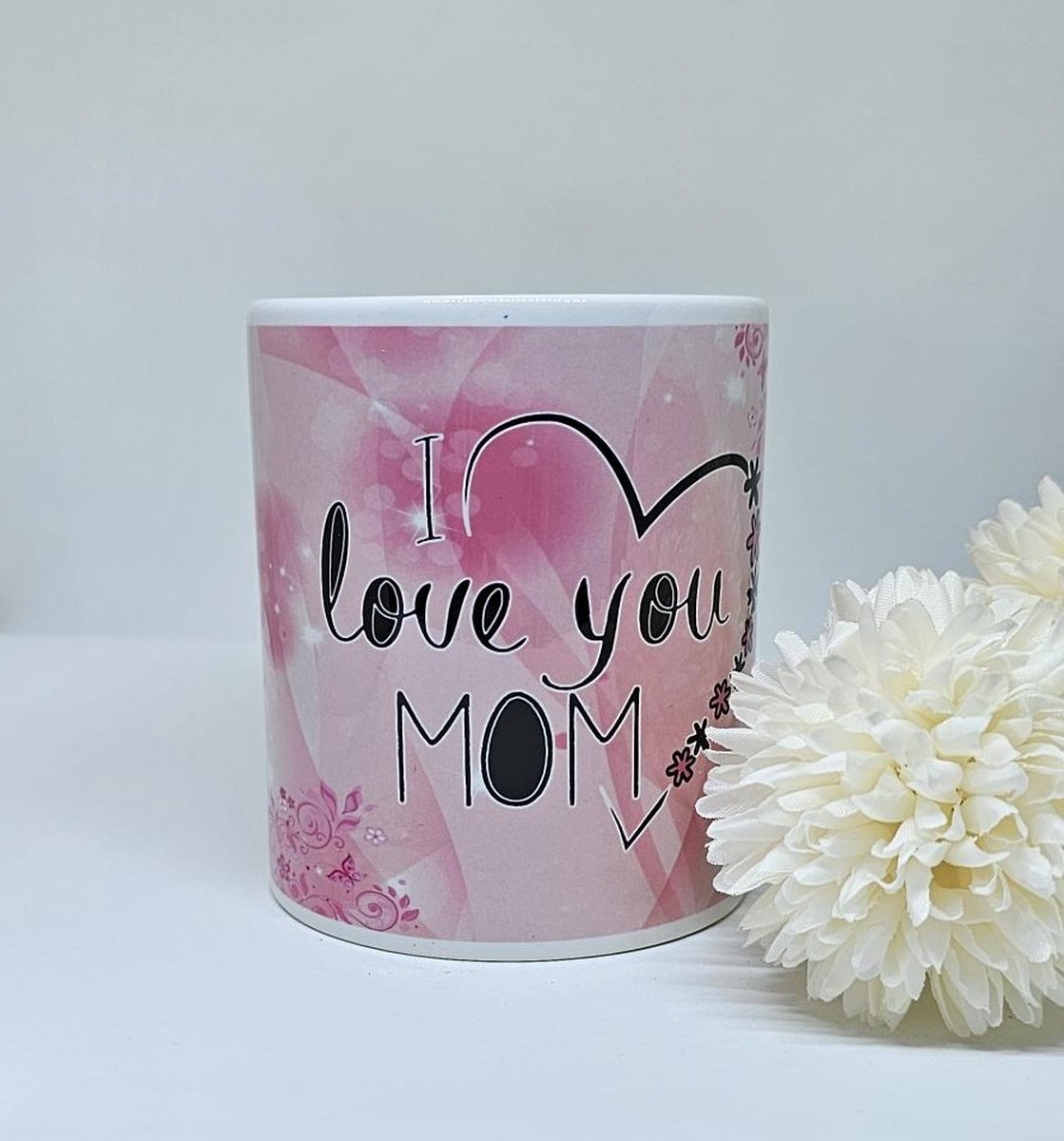 Moederdag mok - i love you - roze