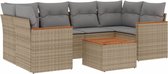 vidaXL - 7-delige - Loungeset - met - kussens - poly - rattan - gemengd - beige
