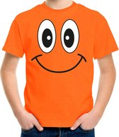 Bellatio Decorations Koningsdag t-shirt voor kinderen/jongens - smiley - oranje - feestkleding 158/164