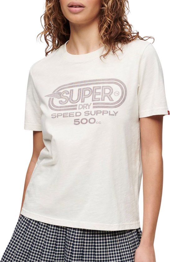 Superdry Archive Kiss Print T-shirt Vrouwen - Maat 38