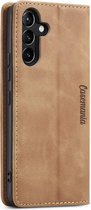 Samsung Galaxy A55 Bookcase hoesje - CaseMania - Effen Bruin - Kunstleer