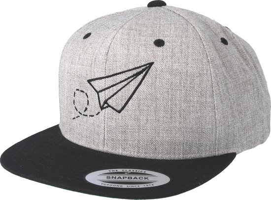 Hatstore- Plane Grey/Black Snapback - Origami Cap