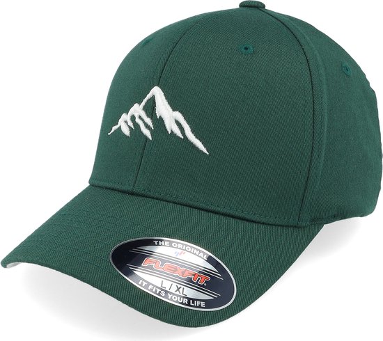 Hatstore- Mountain 3d White/Spruce Green Flexfit - Wild Spirit Cap