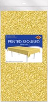Tafellaken/tafelkleed goud - met bedrukte pailletten - 137 x 274 cm - kunststof