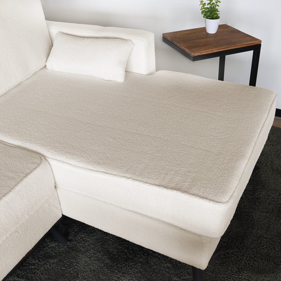 Canapé d'angle design Lizza 269 cm, canapé lounge en peluche beige, canapé gauche et droit