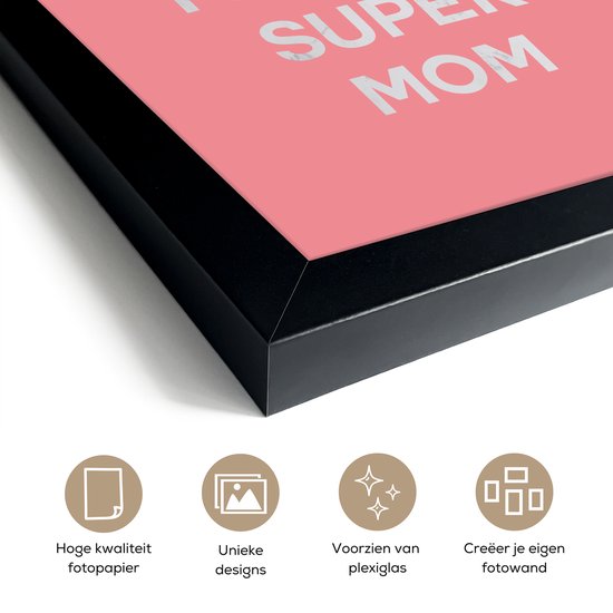 Affiche avec cadre citation fête des mères 'Reste calme tu es une super maman' - 20x30 cm