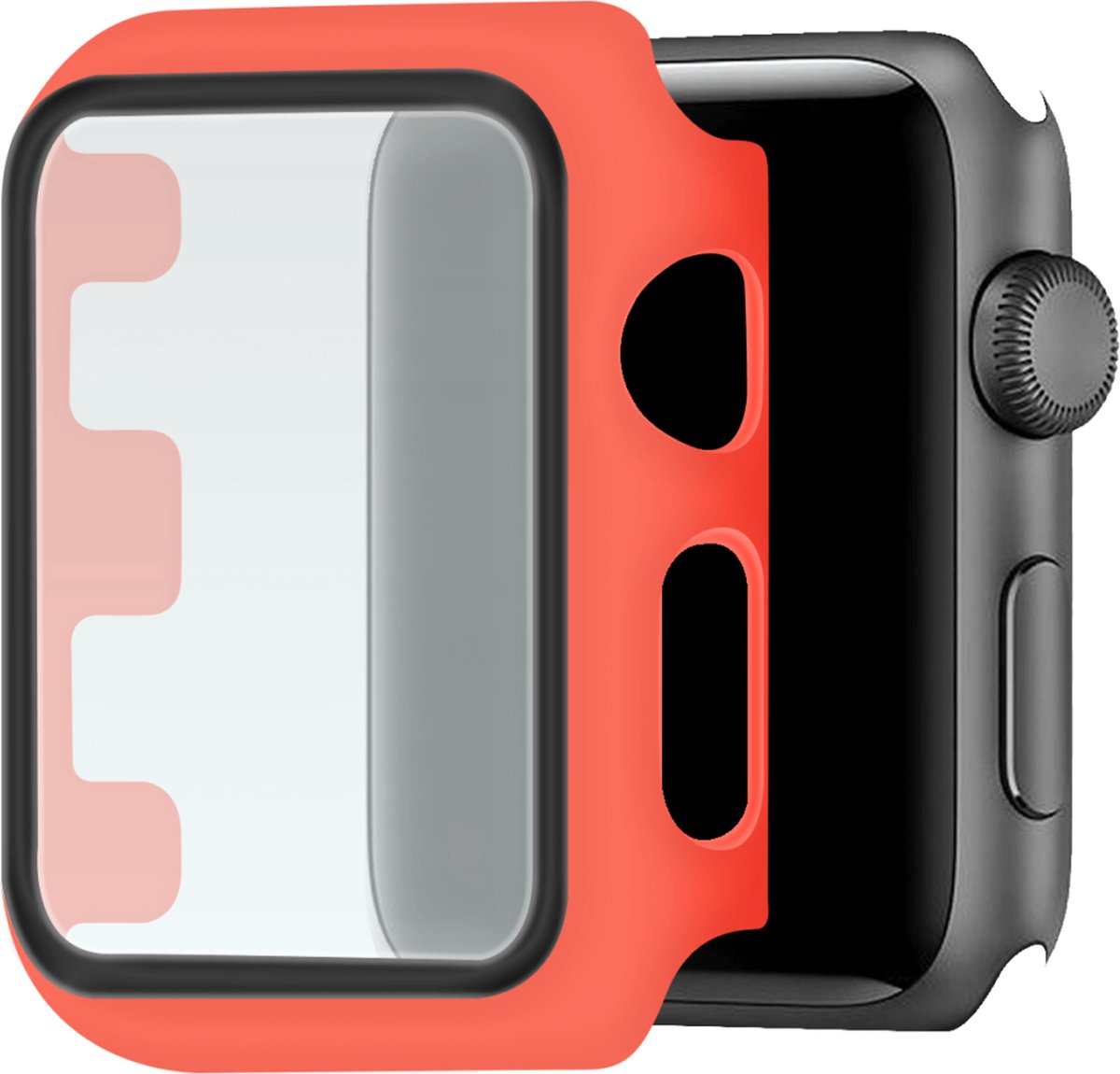 Telefoonglaasje Hoesje met Screenprotector Geschikt voor Apple Watch 4\ Apple Watch 5\ Apple Watch 6\ Apple Watch SE - 40mm - Rood