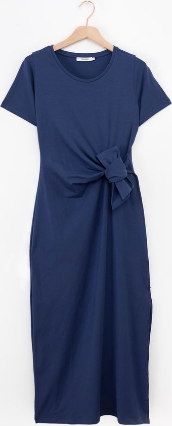 Sissy-Boy - Donkerblauwe jersey jurk met knoopdetail