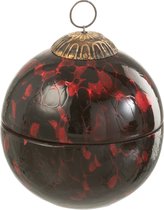 J-Line Geurkaars kerstbal gevlekt - glas - rood/zwart - 20U