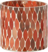 J-Line windlicht Mozaiek Blad - glas - rood/oranje - medium