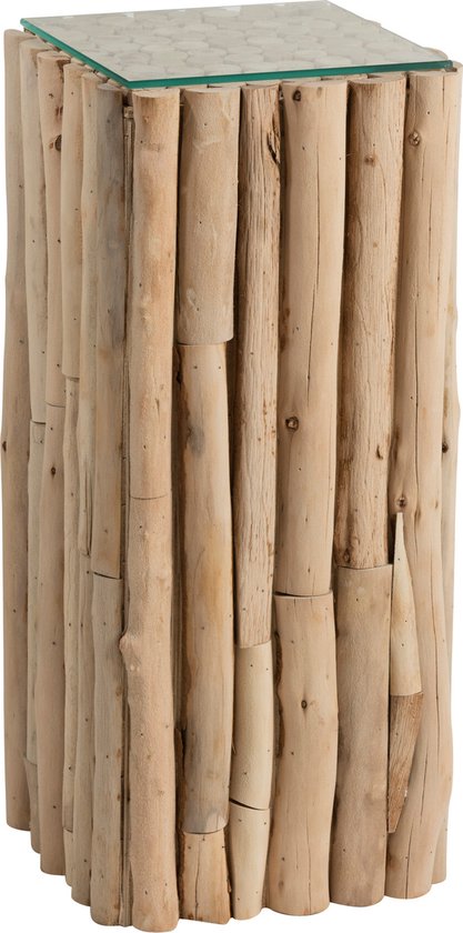 J-Line sokkel vierkant stukken - hout/glas - naturel