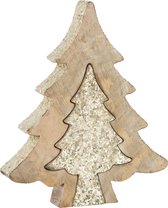 J-Line puzzel kerstboom - hout - goud/glitter - large