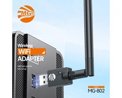 MG – USB 2.0 Wifi USB adapter – Voor Windows, MacOS, Linux 300Mbps – Met antenne – 2,4Ghz