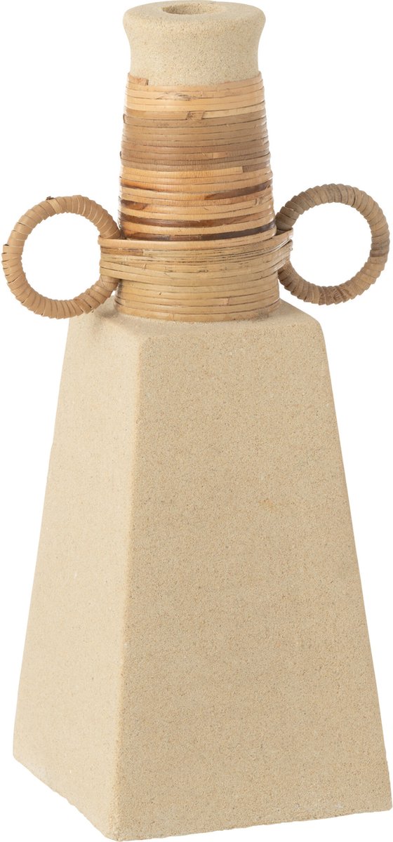 J-Line vaas Celine - bloemenvaas - cement - zand/naturel - 29 cm hoog Beige