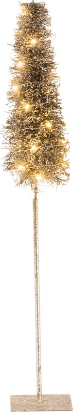 J-Line Kerstboom - metaal - bruin/camel - LED lichtjes - large