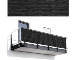 Balkonscherm 300x80 cm - Balkonposter Steenlook - Bakstenen - Grijs - Balkon scherm decoratie - Balkonschermen - Balkondoek zonnescherm