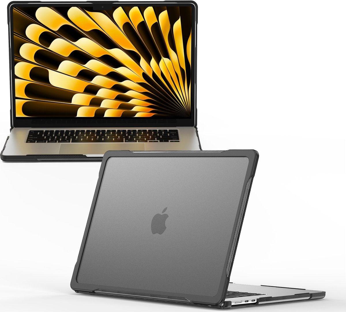 Mobigear Laptophoes geschikt voor Apple MacBook Air 15 Inch (2023-2025) Hoes Hardshell Laptopcover MacBook Case | Mobigear Shockproof Pro - Zwart - Model A2941 / A3114 / A3241