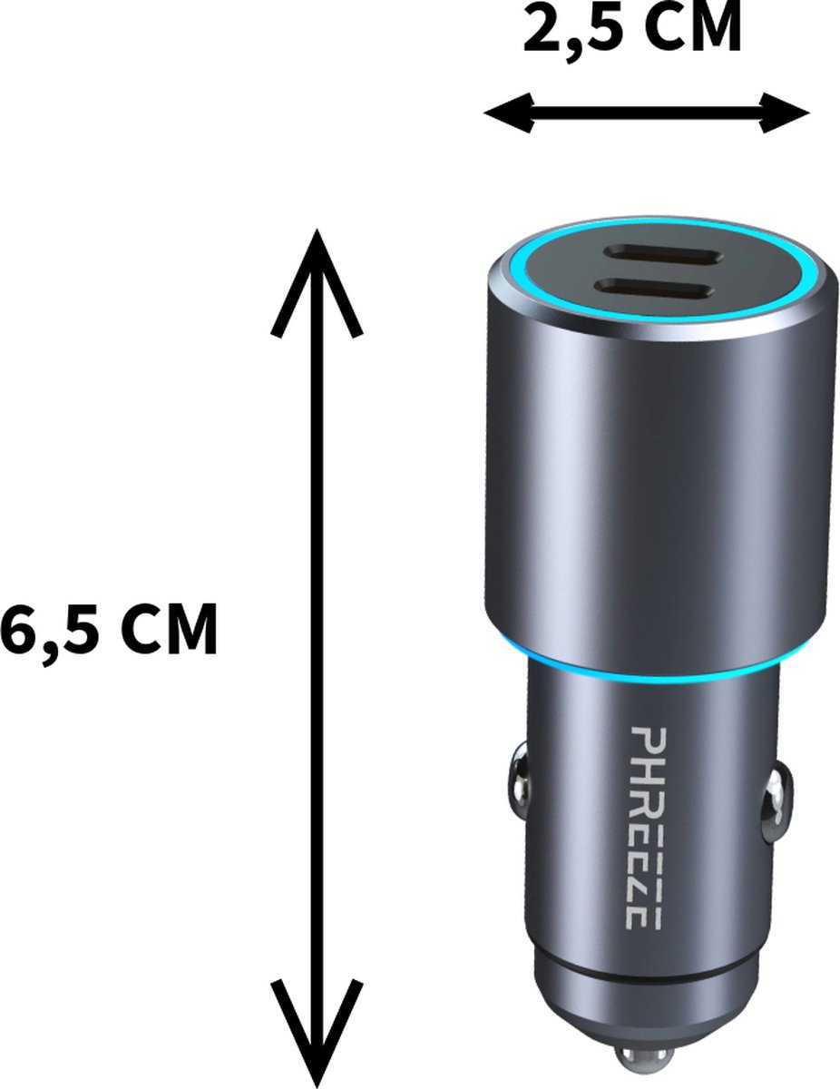 MatauMahi USB Autolader met 2 USB-C, 40W 2-Poorts Auto Oplader Adapter, 12V/24V Auto Sigarettenaansteker USB Aansluiting, Compatibel met Mobiele Telefoons, Tablets en Andere Apparaten in Auto, Zwart