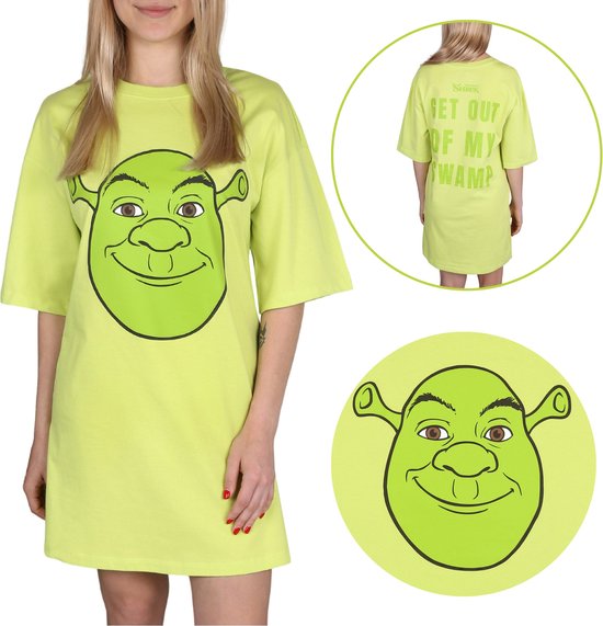 Shrek Groen, Dames Nachthemd, Katoenen Slaapshirt