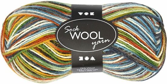 Fil à chaussettes, vert mousse, L: 200 m, 50 g/ 1 pelote