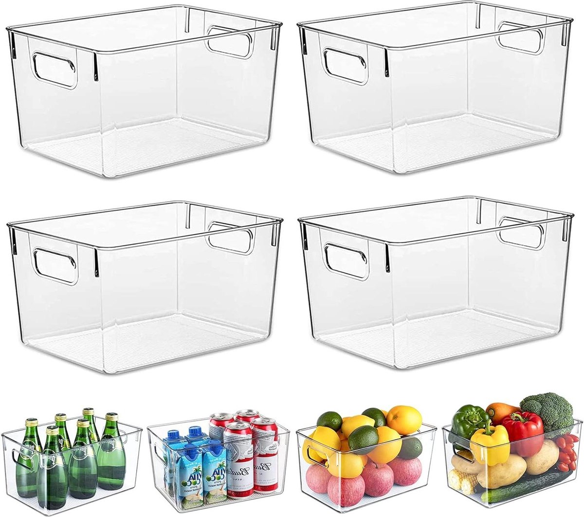 Doorzichtige opbergdoos voor koelkast - Stapelbaar - BPA-vrij - 29 x 20 x 155 cm freezer organizer bins