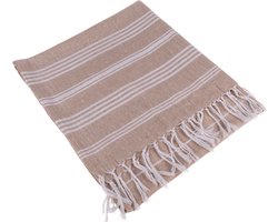 Hamamdoek - Bruin Wit - Saunadoek - Stranddoek - Hammamdoek - 80 x 170 cm