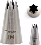Tumtanm 1M Nozzle Open Star Piping Tip, Large Seamless Stainless Steel Icing Piping Nozzle Tip #1M