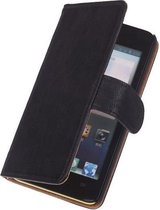 LELYCASE Huawei Ascend G6 Lederen Book/Wallet Case/Cover Hoesje Zwart