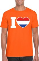 Oranje I love Holland supporter shirt heren - Oranje Koningsdag/ Holland supporter kleding 2XL