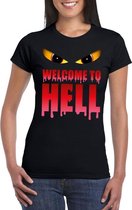 Halloween Halloween Duivel t-shirt zwart dames met enge ogen - Welcome to hell S