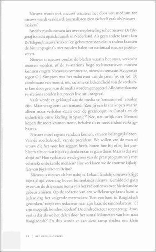 Een pagina met tekst over nieuws, de media en de berichtgeving.