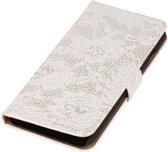 Wit Lace Bookstyle Wallet Hoesje voor Nokia Lumia 830