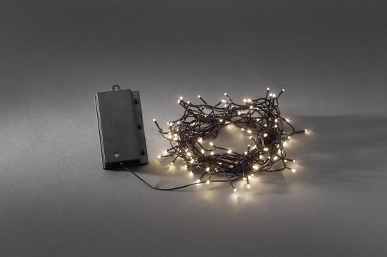 Konstsmide 3729 - Snoerverlichting - 120 lamps micro LED - 1200 cm - 6u en 9u timer - op batterij - voor buiten - warmwit