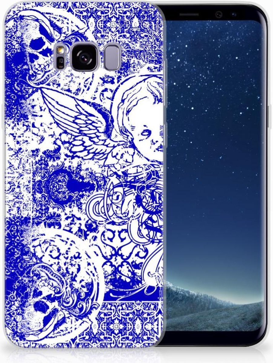 Back Cover voor Silicone Back Case Samsung Galaxy S8 Plus Angel Skull Blauw