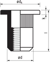 Masterfix Blindklinkmoer M6x16mm - staal (verzinkt) - cilinderkop (Per 250 stuks)