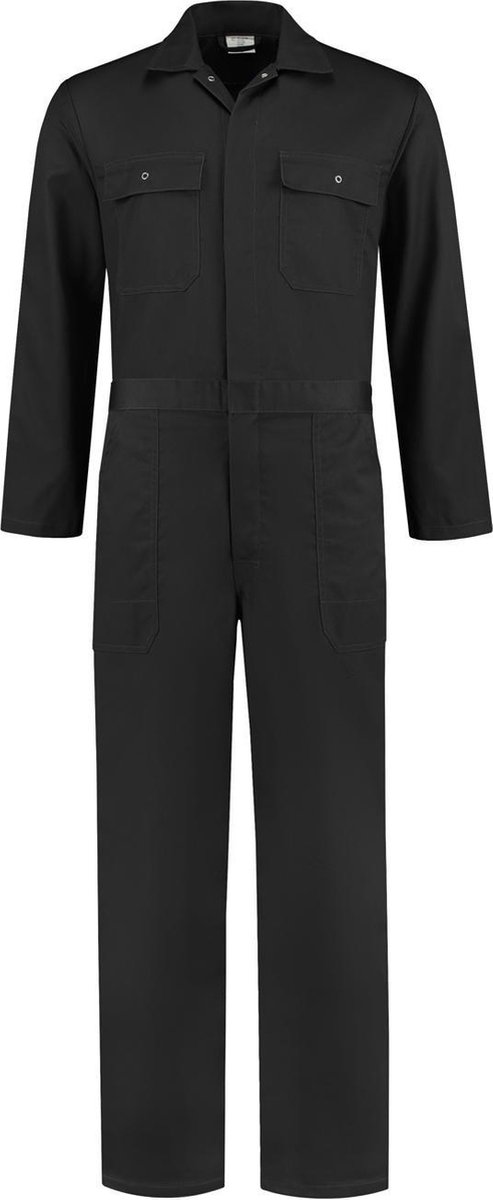 EM Workwear kinderoverall pol/kat Zwart met verdekte ritssluiting maat 74