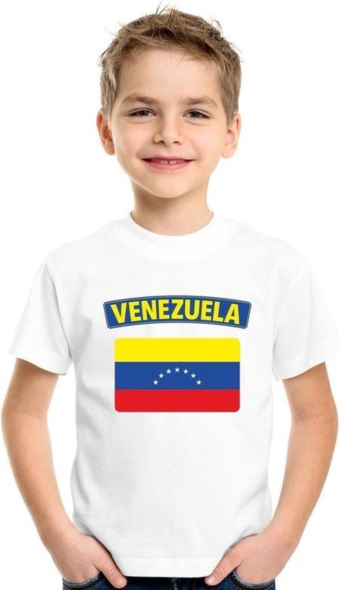 Venezuela t-shirt met Venezolaanse vlag wit kinderen 158/164
