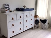 Wolkedewietje 12 leren lussen greep / Cognac Hemnes Commode maat M 3 cm breed / 6,5 cm lang INCL. bevestigingsmateriaal / lus / handgreep