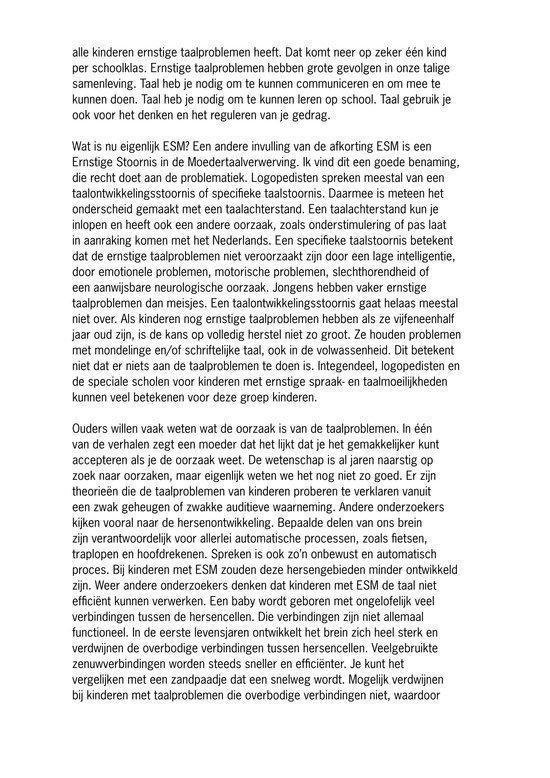 Tekstpagina over ernstige taalproblemen bij kinderen.