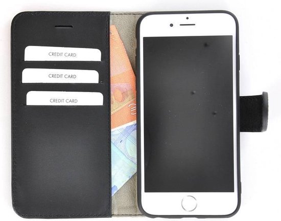 Pearlycase Véritable portefeuille en cuir iPhone 8 cas Bookcase Zwart |  bol.com