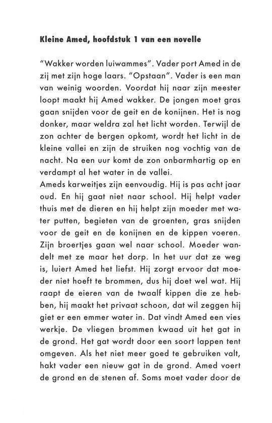 Kleine Amed, hoofdstuk 1 van een novelle. Amed helpt zijn vader met het verzorgen van de dieren.