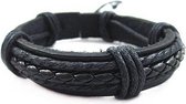 BY-ST6 verstelbare kinder/ tiener armband van leer- kleur zwart