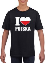 Zwart I love Polen fan shirt kinderen M (134-140)