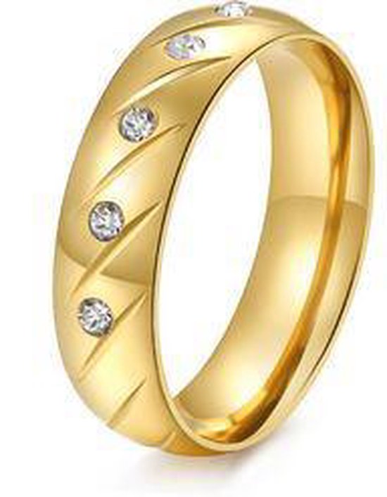Schitterende 14 K Gold Plated Zirkonia Ring | Damesring | Jonline | 18,25 mm maat 57