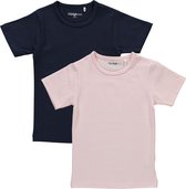 Dirkje Meisjes Shirts Korte Mouwen (2stuks) Lichtroze en Blauw - Maat 110