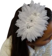 Jessidress Haarband Elegant Haar Diadeem met grote organza Haarbloem