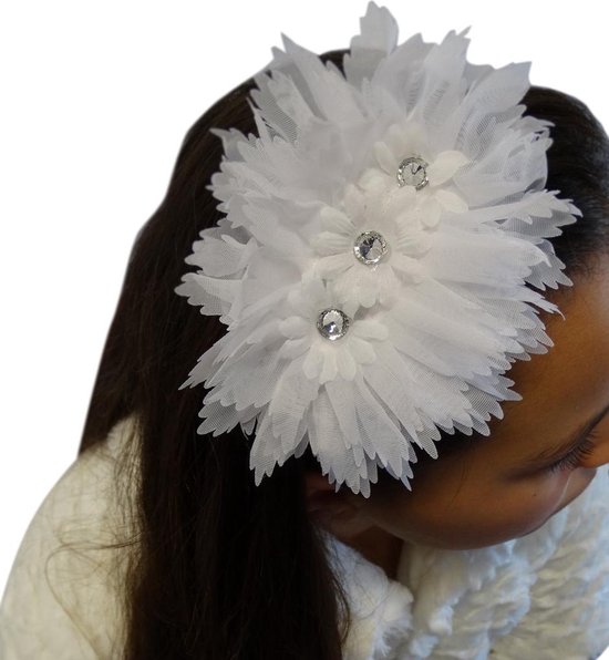 Jessidress Haarband Elegant Haar Diadeem met grote organza Haarbloem